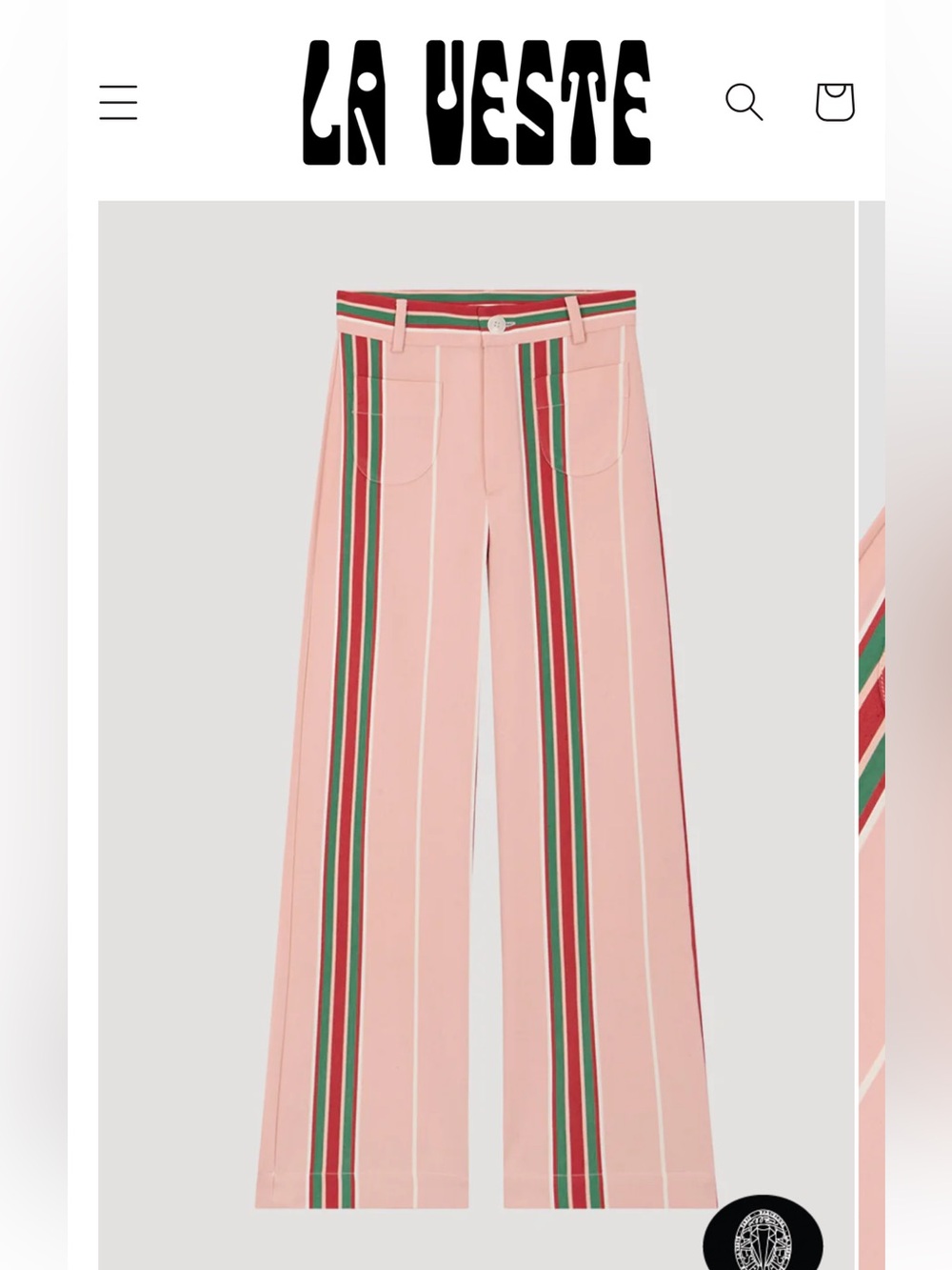 La Vests Pippi Pants Pink Green Red Stripe High Waist Statement Wide Leg-Medium